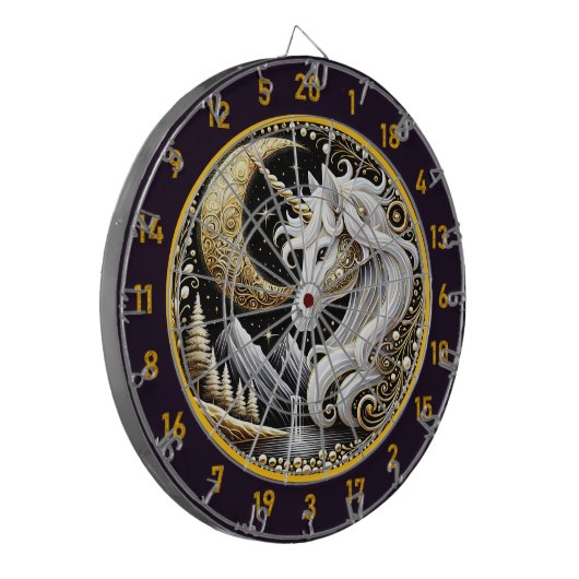 White Unicorn Inspiriere Focus und Wonder Dartscheibe (Vorderseite Links)