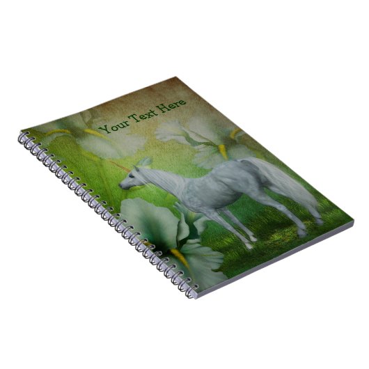 White Unicorn Lilies Fantasy Horse Notebook Notizblock (Rechte Seite)