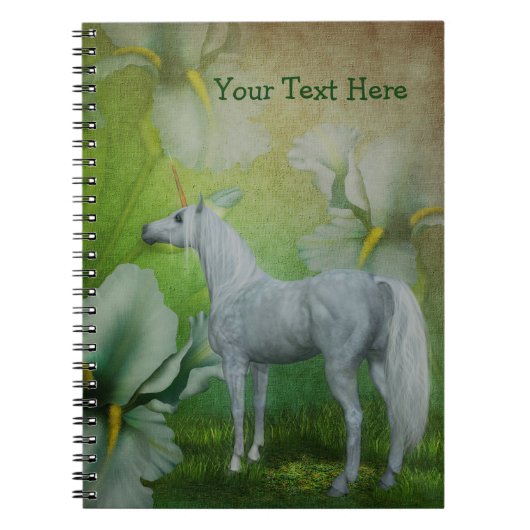 White Unicorn Lilies Fantasy Horse Notebook Notizblock (Vorderseite)