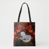 White Unicorn Rote Fraktale Fantasy Horst Art Tasche (Vorderseite)