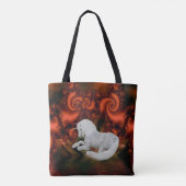 White Unicorn Rote Fraktale Fantasy Horst Art Tasche (Rückseite)