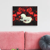 White Unicorn Rotes Fraktal Fantasy Horst Art Leinwanddruck (Insitu (Wohnzimmer))