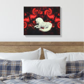 White Unicorn Rotes Fraktal Fantasy Horst Art Leinwanddruck (Insitu (Schlafzimmer))