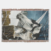 White Unicorn Tabby Cat Fantasy Decke (Vorderseite)