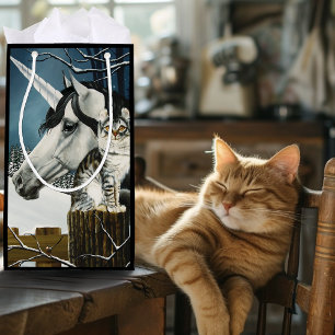 White Unicorn Tabby Cat Fantasy Kleine Geschenktüte