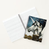 White Unicorn Tabby Cat Fantasy Notizblock (Innenseite)