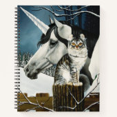 White Unicorn Tabby Cat Fantasy Notizblock (Vorderseite)