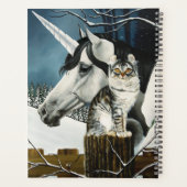 White Unicorn Tabby Cat Fantasy Planer (Rückseite)