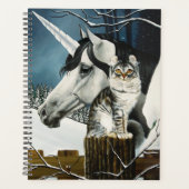 White Unicorn Tabby Cat Fantasy Planer (Vorderseite)