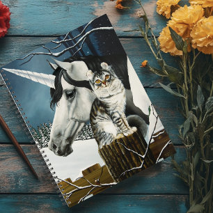 White Unicorn Tabby Cat Fantasy Planer
