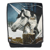 White Unicorn Tabby Cat Fantasy Rucksack (Vorderseite)