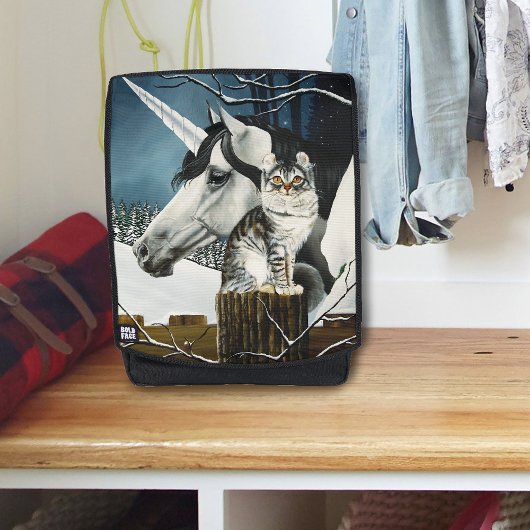 White Unicorn Tabby Cat Fantasy Rucksack