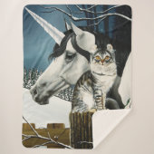 White Unicorn Tabby Cat Fantasy Sherpadecke (Vorderseite)