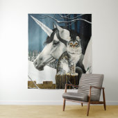 White Unicorn Tabby Cat Fantasy Wandteppich (Beispiel)