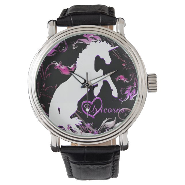 White Unicorn V (Farbenfroher Splash) Armbanduhr (Vorderseite)