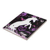 White Unicorn V (Farbenfroher Splash) Fliese (Seite)