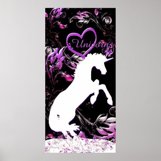 White Unicorn V (Farbenfroher Splash) Poster (Vorne)