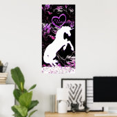 White Unicorn V (Farbenfroher Splash) Poster (Heimbüro)