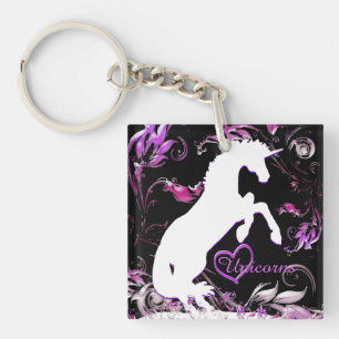 White Unicorn V (Farbenfroher Splash) Schlüsselanhänger