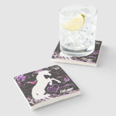 White Unicorn V (Farbenfroher Splash) Steinuntersetzer (Seitenansicht)