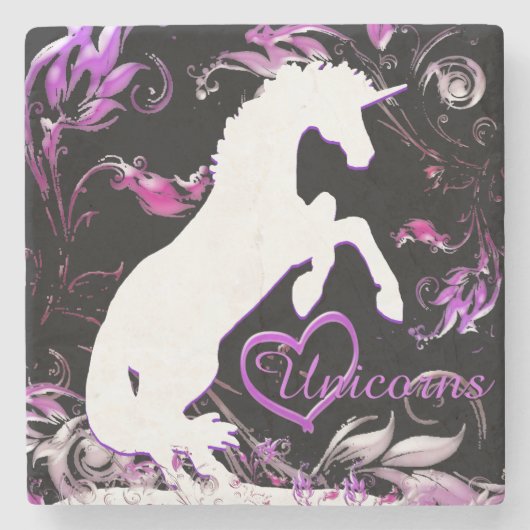 White Unicorn V (Farbenfroher Splash) Steinuntersetzer (Vorderseite)