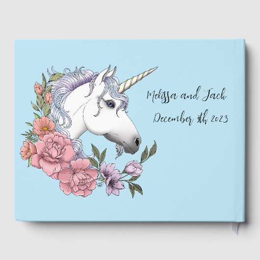 White Unicorn Wedding Gästebuch (Rückseite)