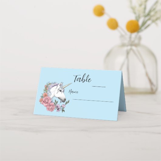 White Unicorn Wedding Platzkarte (Vorderseite)