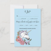 White Unicorn Wedding RSVP Karte (Vorderseite)