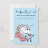 White Unicorn Wedding RSVP Karte (Rückseite)