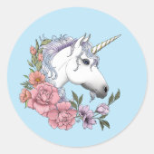 White Unicorn Wedding Runder Aufkleber (Vorderseite)
