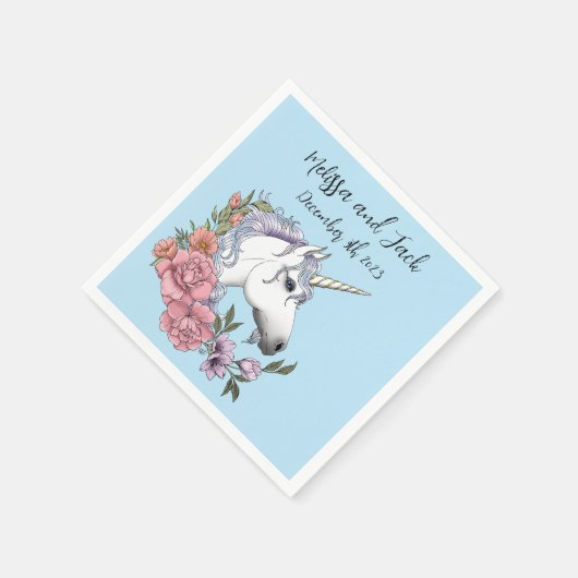 White Unicorn Wedding Serviette (Ecke)