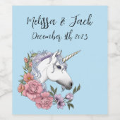 White Unicorn Wedding Weinetikett (Einzelnes Label)