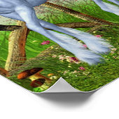 White Unicorn Woodland Tor Fantasy Hornhaut Poster (Ecke)