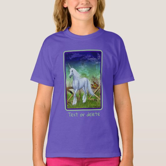 White Unicorn Woodland Tor Fantasy Hornhaut T-Shirt (Vorderseite)