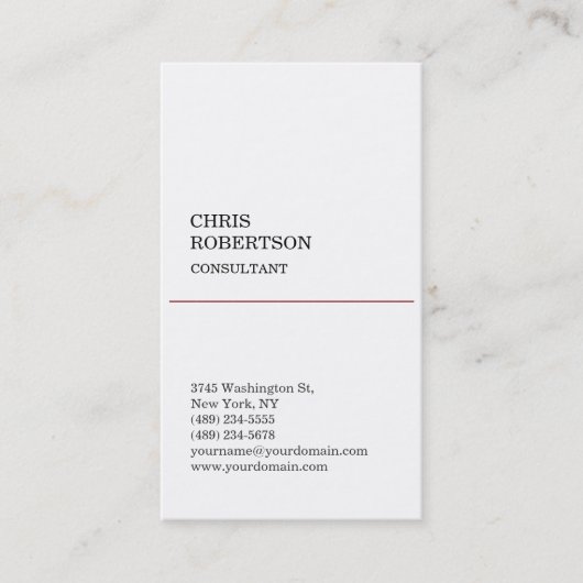 White Unique Classic Standard Business Card Visitenkarte (Vorderseite)