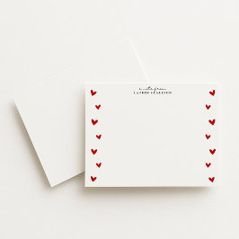 White Valentine Heart Border Note Card Einladung