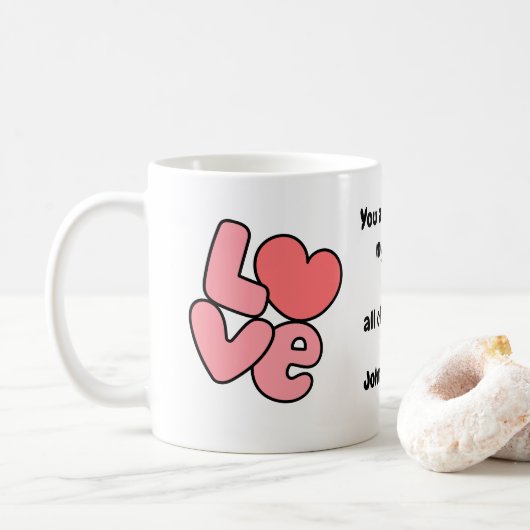 White Valentine's Day Love Kaffeetasse (Mit Donut)