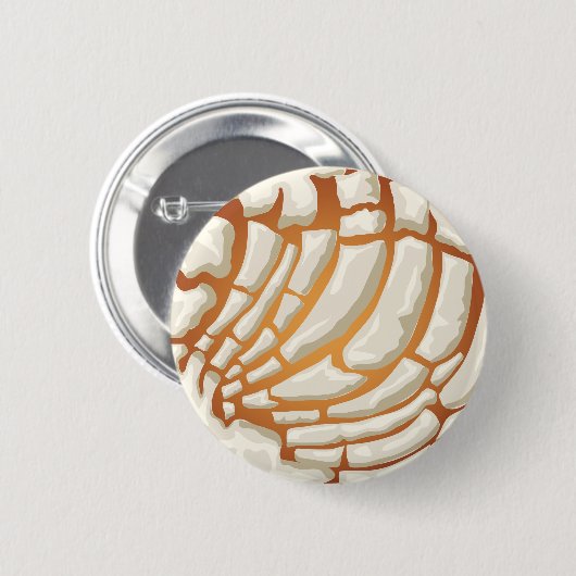 White Vanilla Concha Pan Dulce Mexican Bread Button (Vorne & Hinten)