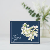 White Veined Orchids Navy Hintergrund Vielen Dank Postkarte (Stehend Vorderseite)
