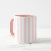 White Vertical Striped Mug with Light Pink Lines  Tasse (Vorderseite Links)