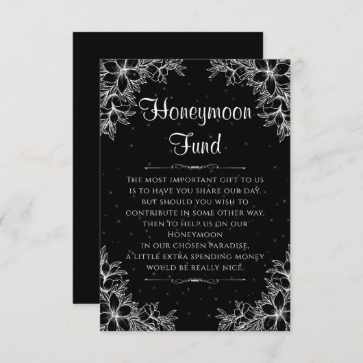 White Verziert Wedding Honeymoon Fund Begleitkarte (Vorne/Hinten)