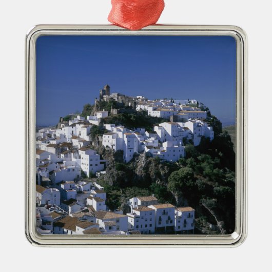 White Village Casares, Andalusien, Spanien Silbernes Ornament (Vorne)