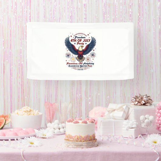 White Vintag 4. Juli Banner - Retro Adler (Party)