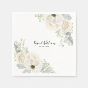 White Vintag Floral Wedding Cocktail Papier Napkin Serviette