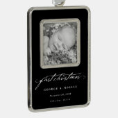 White Vintag Handwriting Baby 1. Foto Weihnachten Rahmen-Ornament Silber (Rechts)