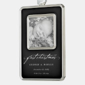 White Vintag Handwriting Baby 1. Foto Weihnachten Rahmen-Ornament Silber (Links)
