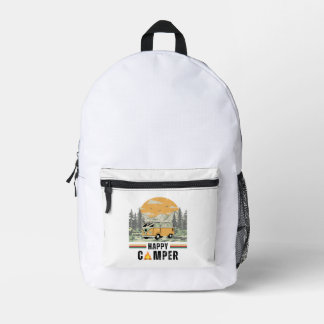 White Vintag Mountain Adventure Nature Camper Van Bedruckter Rucksack