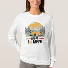 White Vintag Mountain Sunrise Camper Van Nature T-Shirt