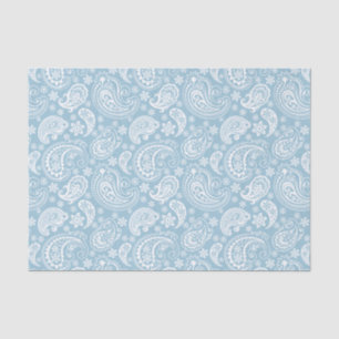 White Vintag Paisley Over Baby Blue Background Seidenpapier
