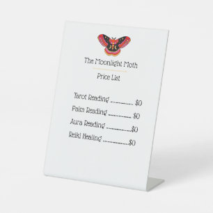 White Vintag Tattoo Style Art Moth Pedestal Schild